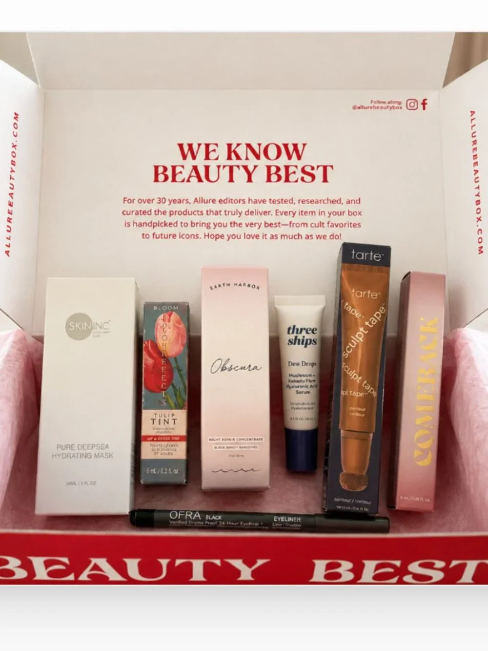 ALLURE BEAUTY BOX 7pc Bundle Tarte Skin Inc Three Ships Bloomeffects OFRA $200+